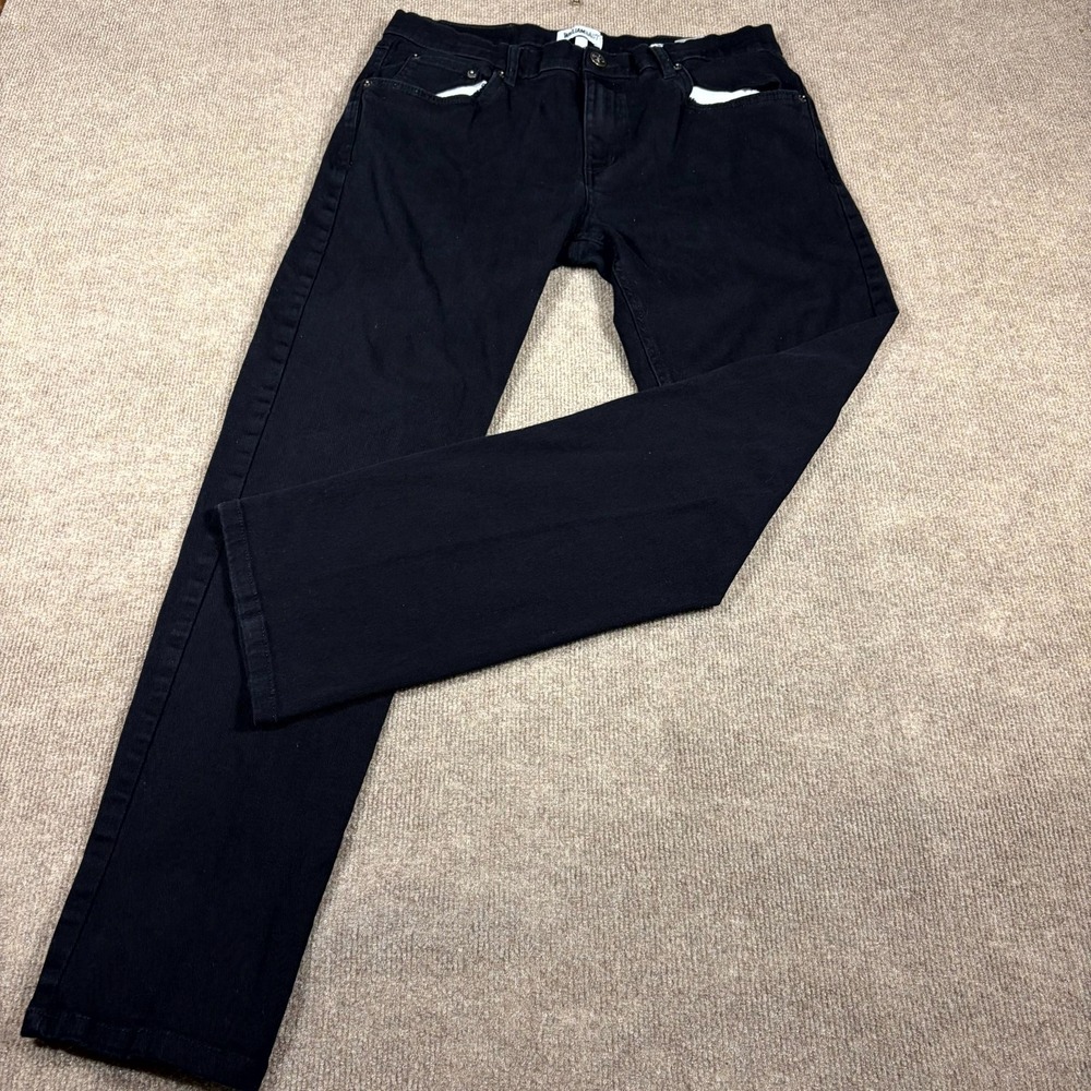 William Rast Dean Slim Fit Jeans Mens 34x32 Black Denim Dark Wash Straight Leg